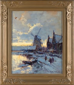 ARTHUR VIDAL DIEHL (Massachusetts/New York/England, 1870-1929), Windmill., Oil on panel, 16.75" x