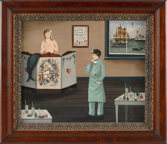 RALPH EUGENE CAHOON, JR. (Massachusetts, 1910-1982), Doctor's office., Oil on masonite, 11" x 13.5".