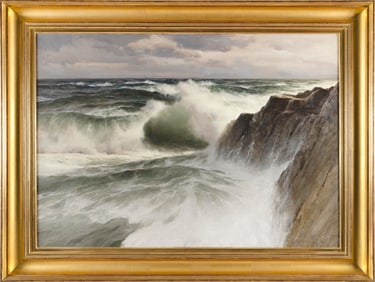 DONALD W. DEMERS (Maine/Massachusetts, 1956-), "The Oncoming Sea"., Oil on canvas, 34" x 48". Framed