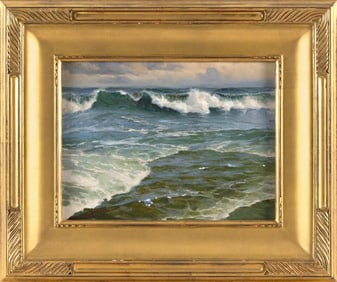 DONALD W. DEMERS (Maine/Massachusetts, 1956-), "High Tide"., Oil on board, 9" x 12". Framed 15" x