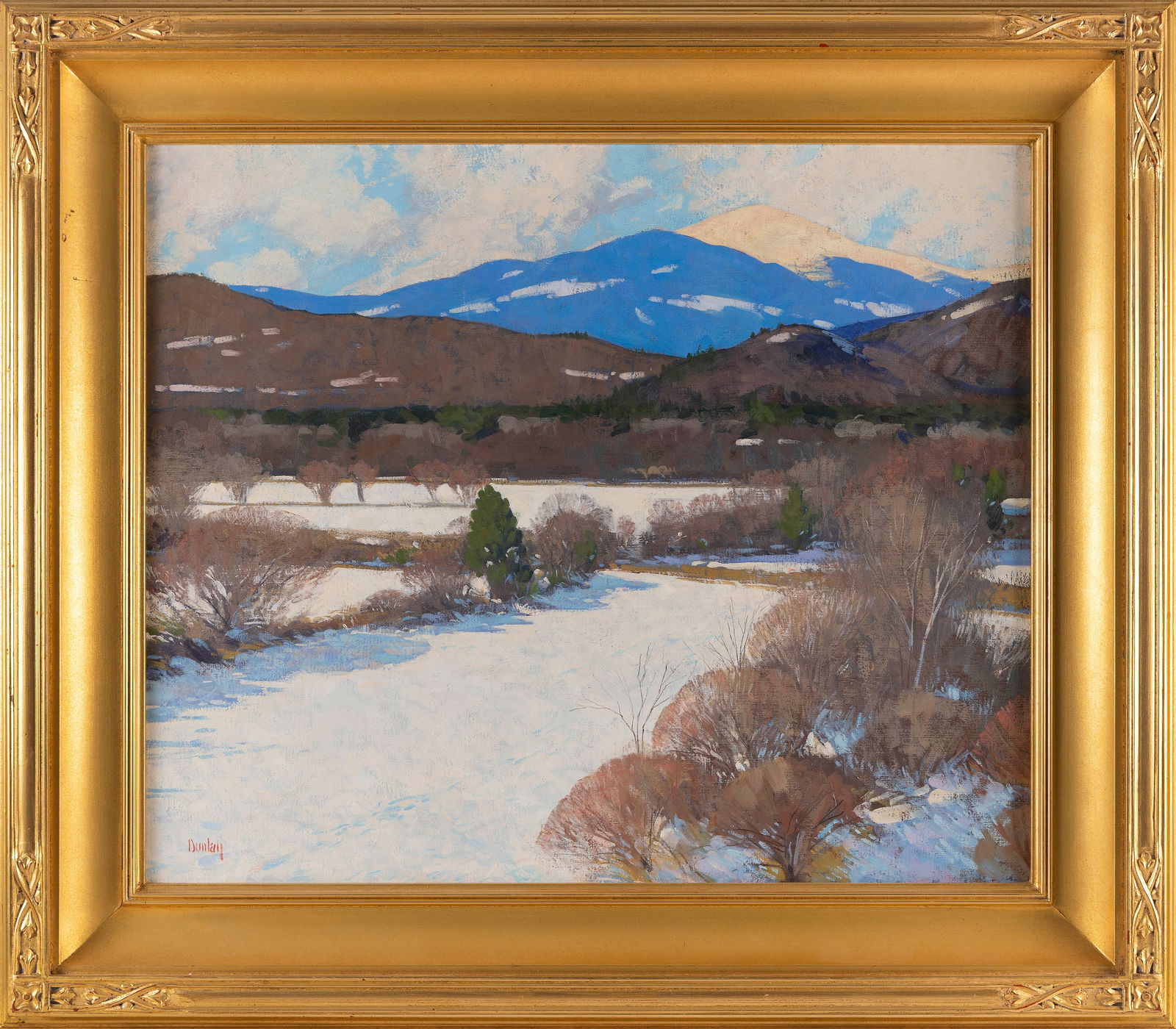 THOMAS RUSSELL DUNLAY (Massachusetts, 1951-), "Mt. Washington, Early Spring"., Oil on canvas, 24" x (1 of 2)