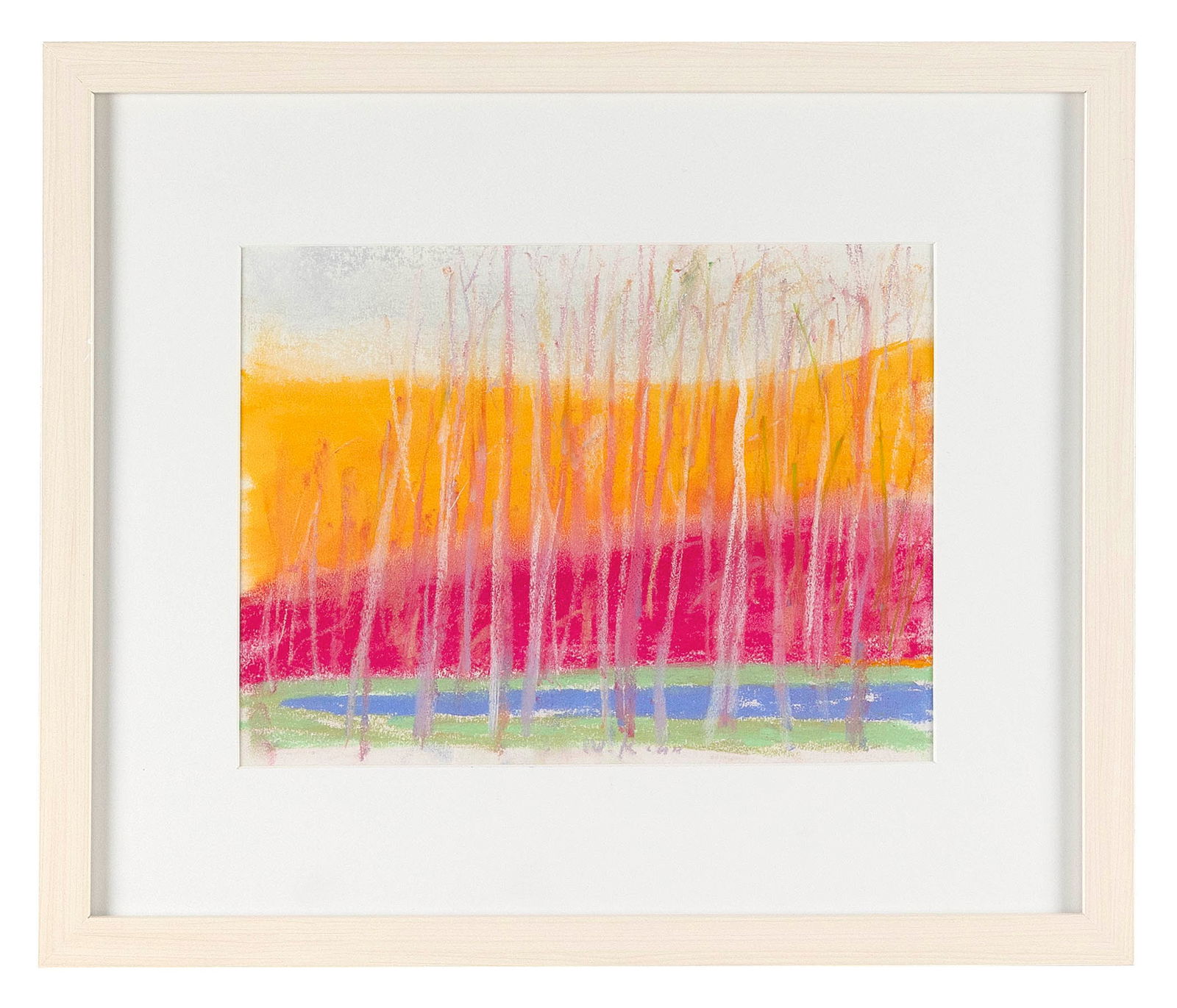 WOLF KAHN (New York/Vermont/Germany, 1927-2020), Yellow and pink sky over a pond., Pastel on paper,: WOLF KAHNNew York/Vermont/Germany, 1927-2020Yellow and pink sky over a pond. Signed lower right center "W. Kahn".Pastel on paper, 8.5" x 11.75" sight. Framed 15.5" x 18.5". Provenance:The artist.Th