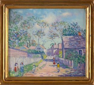 LILLIAN BURK MEESER (Pennsylvania/Michigan, 1864-1942), Provincetown street scene with figures,