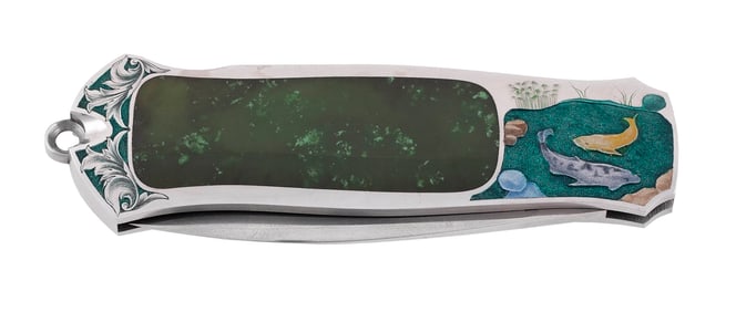 TIM HERMAN FOLDING KNIFE Olathe, Kansas, Contemporary Length closed 3.5".