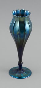 LOUIS COMFORT TIFFANY IRIDESCENT BLUE FAVRILE GLASS TULIP VASE First Half of the 20th Century Height
