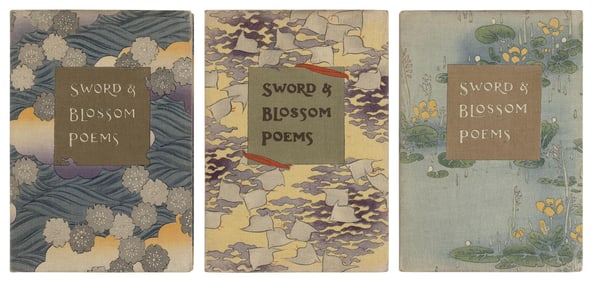 RARE THREE-VOLUME SET "SWORD & BLOSSOM POEMS FROM THE JAPANESE" Japan, Circa 1907 Portfolio 7.5" x