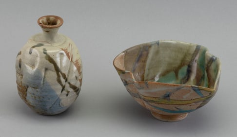MAKOTO YABE (Japan/Massachusetts, 1947-2005), Ceramic bud vase and irregularly shaped bowl, Vase