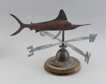 WROUGHT METAL MARLIN WEATHER VANE 20th Century Height 11.75". Length 14".