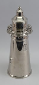 SILVER PLATED LIGHTHOUSE COCKTAIL SHAKER Contemporary Height 14.5".