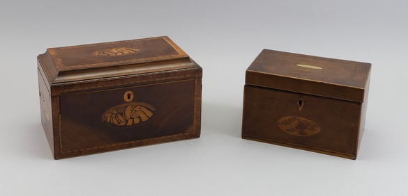 TWO FRUITWOOD TEA CADDIES 19th Century