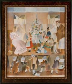 AMERICAN SCHOOL (20th Century,), Winter theatrical performance., Oil on canvas, 34" x 29". Framed
