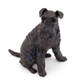 ROSEMARY COOK (United Kingdom, 1952-), Airedale terrier., Bronze, height 9".