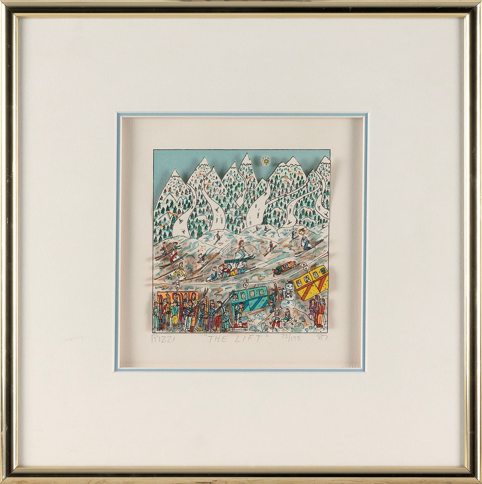 JAMES RIZZI (New York, 1950-2011), "The Lift"., Three-dimensional screenprint, 5.75" x 5.5" sight. (1 of 2)