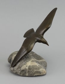 CHARLES REUSSNER (France, 1886-1961), Gull in flight., Bronze on a stone base, height 5". Length