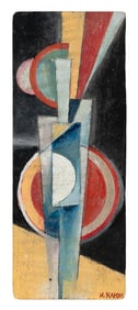 IVAN KLIUN (Russian Federation, 1873-1942/43), Geometric abstract., Oil on board, 10" x 4".