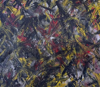 EMILIO VEDOVA (Italy, 1919-2006), Abstract., Oil on paper, image 7.5" x 8.5". Sheet 10" x 13.5".