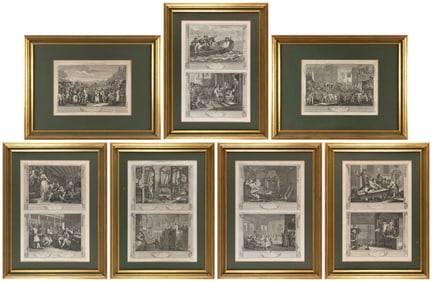 AFTER WILLIAM HOGARTH (England, 18th Century), "Industry and Idleness", 1747., Complete set of 12