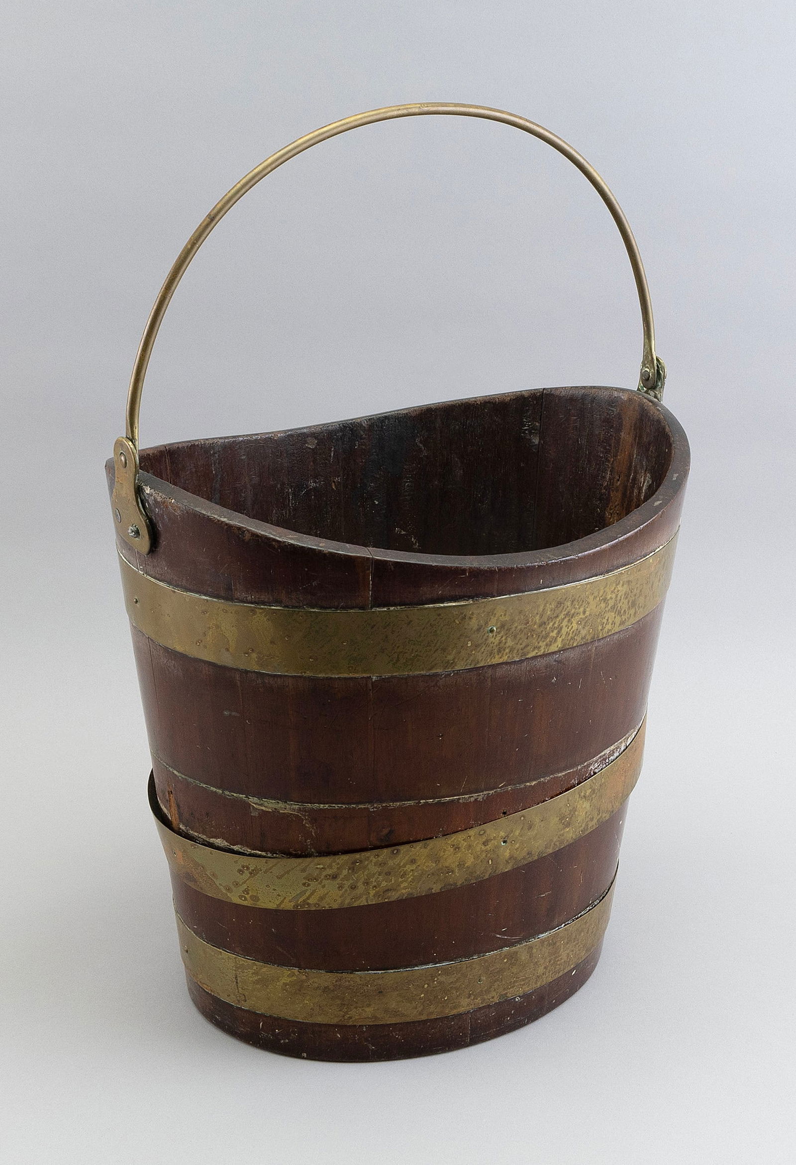 BRASS-BOUND WOODEN BUCKET, PROBABLY ENGLISH 19th Century Height to rim 12.5". (1 of 2)