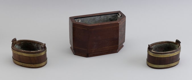 THREE WOODEN PLANTERS, PROBABLY ENGLISH 19th Century Heights from 3" to 5". Widths from 4.75" to