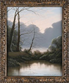 MICHAEL JOHN HILL (England, 1956-), "November's Early Frost"., Oil on canvas, 30" x 22". Framed 36"