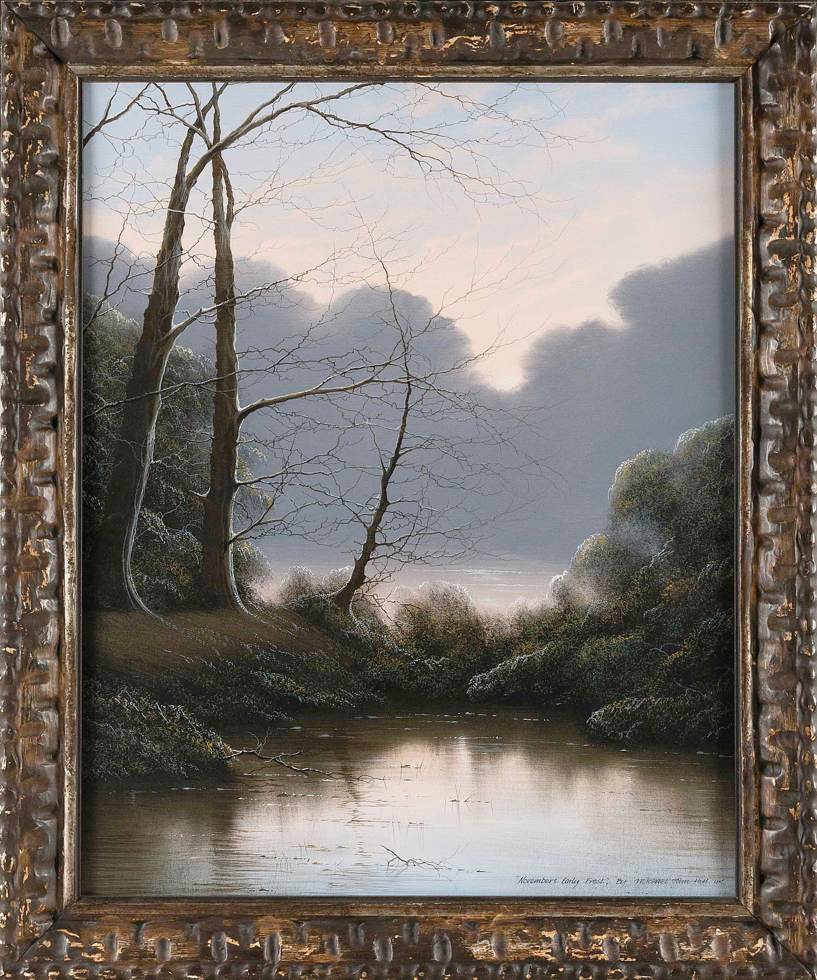 MICHAEL JOHN HILL (England, 1956-), "November's Early Frost"., Oil on canvas, 30" x 22". Framed 36" (1 of 2)