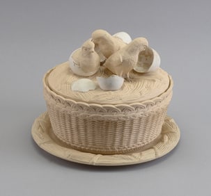 WILHELM SCHILLER & SON CANEWARE COVERED GAME POT Bohemia, Mid- to Late 19th Century Total height