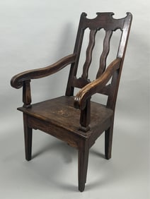 SPANISH OAK ARMCHAIR 19th Century Back height 44". Seat height 18".