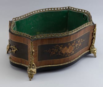 NAPOLEON III INLAID AND ORMOLU-MOUNTED PLANTER France, 19th Century Height 8". Width 16". Depth 12".