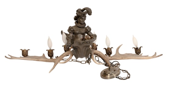 AUSTRIAN LUSTERWEIBCHEN SIX-LIGHT CHANDELIER 20th Century Height 14". Width 43". Depth 16".