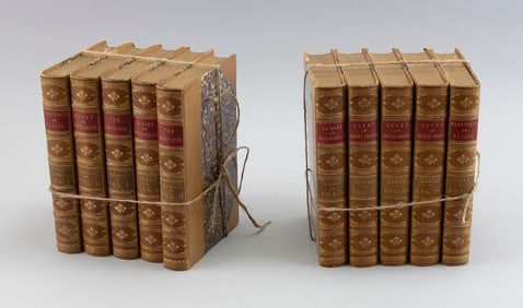 SET OF TEN LEATHER-BOUND BOOKS Late 19th Century Each 5" x 7.5".
