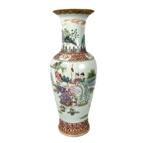 CHINESE FAMILLE ROSE PORCELAIN BALUSTER VASE Late 19th/Early 20th Century Height 20.5".