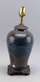 ASIAN SUNBURST GLAZE PORCELAIN VASE MOUNTED AS A TABLE LAMP 20th Century Height 18.5".
