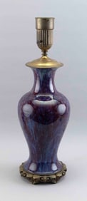 CHINESE FLAMBE GLAZE PORCELAIN VASE MOUNTED AS A TABLE LAMPS 19th/20th Century Height 26".