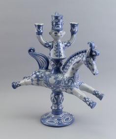 BJORN WIINBLAD (Denmark, 1918-2006), Horse and rider candleholder, Ceramic, height 19.5". Length