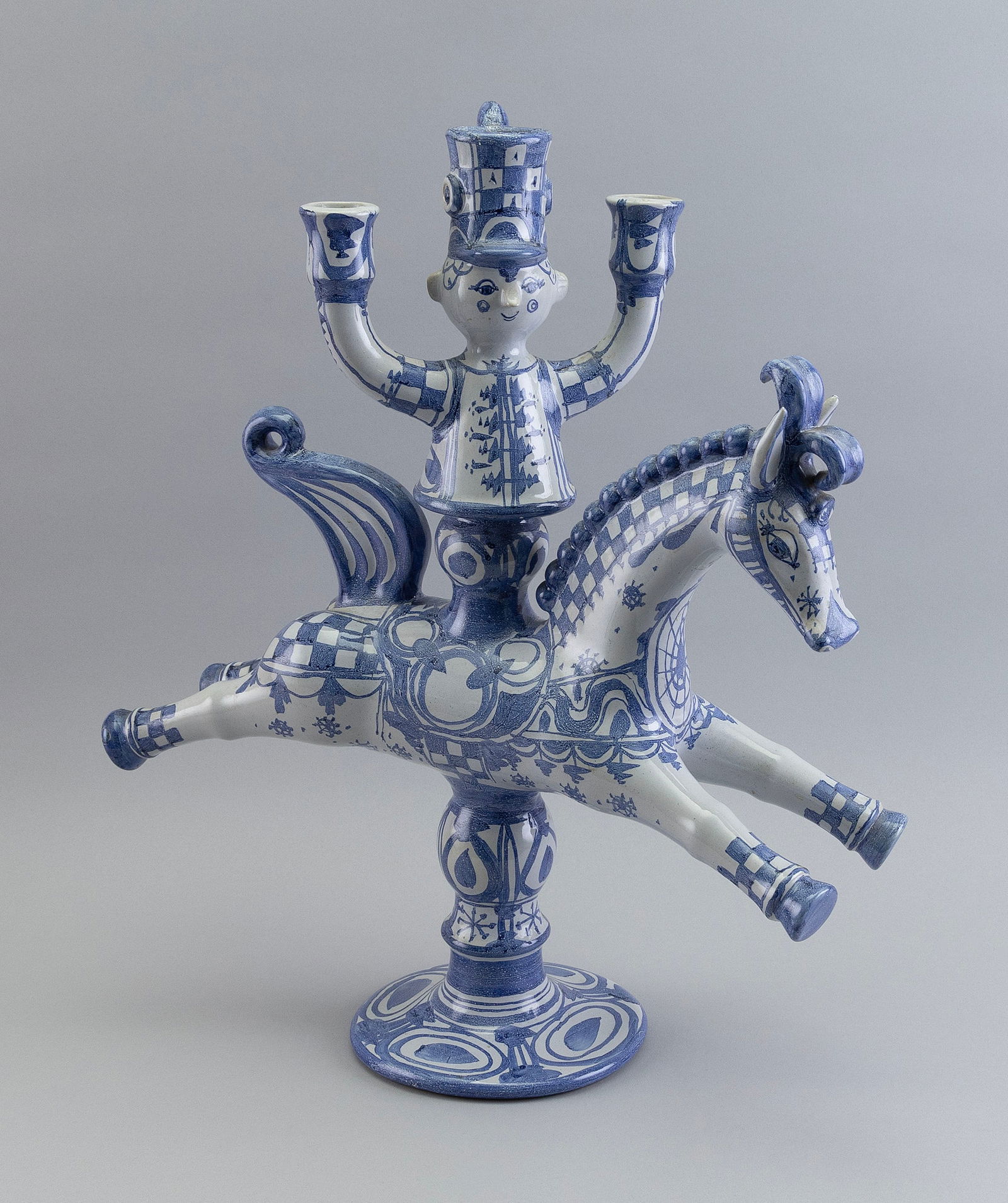 BJORN WIINBLAD (Denmark, 1918-2006), Horse and rider candleholder, Ceramic, height 19.5". Length (1 of 4)