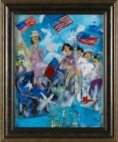 EDWARD BANFORD LEAMAN (Massachusetts/Maine, 1946-2023), "The Parade Happiness"., Mixed media, 16" x