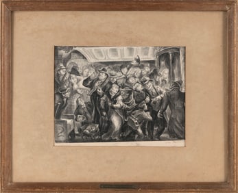 DON FREEMAN (New York/California, 1908-1978), "Saturday Night", 1934., Lithograph, 9.5" x 12.25".