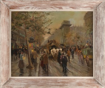 VLADIMIR VOLODIA LAZAREV (Russian Federation/France/Germany, 1904-1988), Paris street scene., Oil on