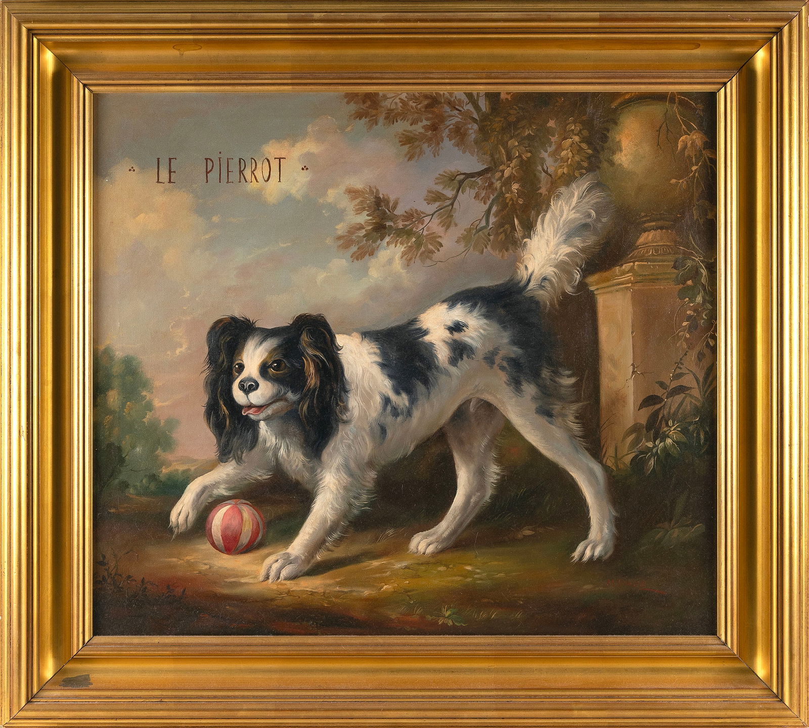 ALBERTO S. SPINZIO (Uruguay, 20th Century), "Le Pierrot"., Oil on canvas, 26" x 30". Framed 34" x (1 of 2)