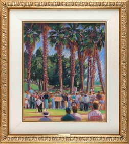 DEBRA HUSE (California/Indiana, Contemporary), Lee Trevino at a golf tournament., Pastel on paper,