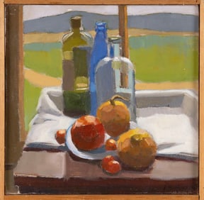 JOAN PEREIRA (Massachusetts/Pennsylvania, 1933-2022), "Still Life Over Golf Course"., Oil on canvas,