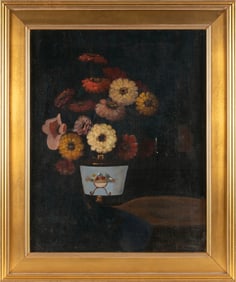 STEVE E. MATHEWS (Louisiana, 20th Century), Colorful floral still life., Oil on canvas, 23" x 18".