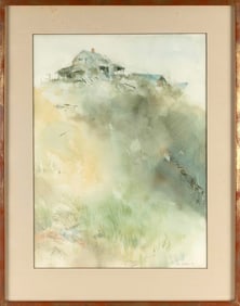 HAL MCINTOSH (Florida/Virginia, 1927-2016), House in the dunes., Watercolor on paper, 23" x 17.5"