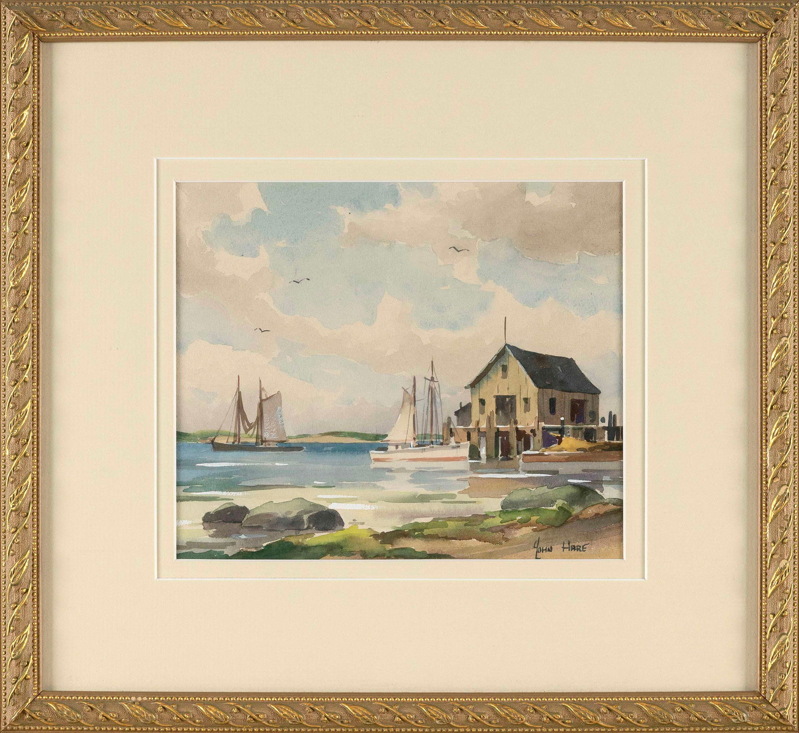 JOHN CUTHBERT HARE (Massachusetts/Florida, 1908-1978), "Harbor Details"., Watercolor on paper, 6.5" (1 of 2)