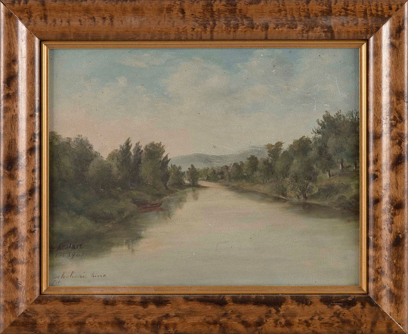 AMERICAN SCHOOL (Early 20th Century,), "Schoharie River"., Oil on board, 9" x 12". Framed 12.5" x (1 of 2)