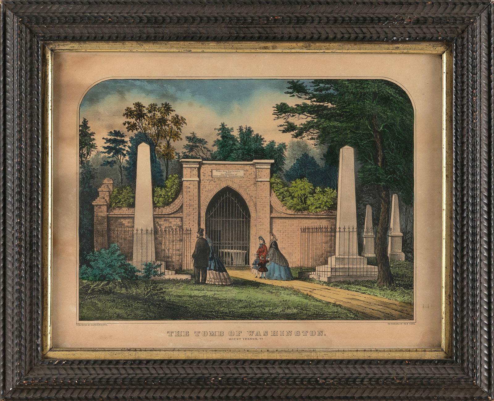 CURRIER & IVES COLORED LITHOGRAPH "THE TOMB OF WASHINGTON. MOUNT VERNON, VA" New York, 19th Century (1 of 2)