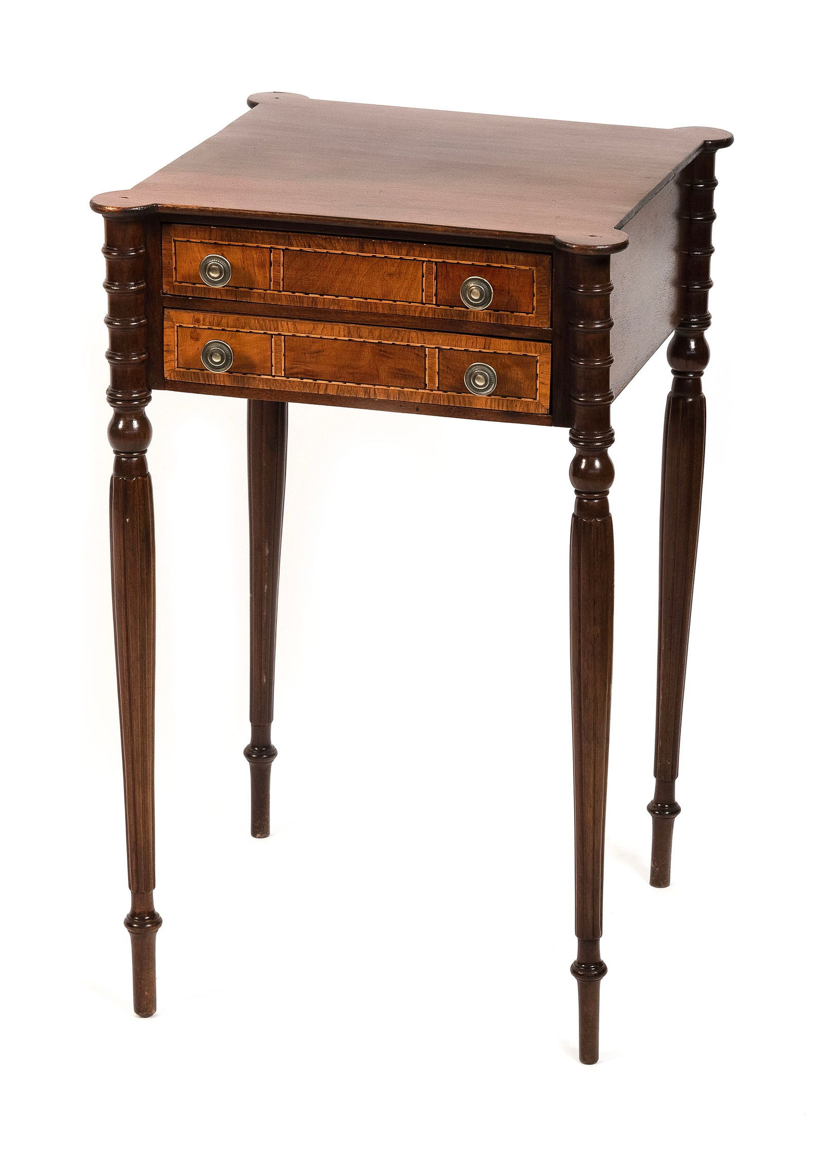 SHERATON TWO-DRAWER STAND 20th Century Height 28.5". Top 17" x 17". (1 of 1)