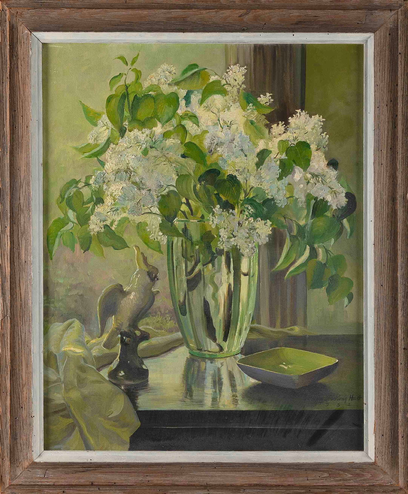 MARGERY STOCKING HART (America, 1888-1993), Still life of white flowers., Oil on canvas, 30" x 24". (1 of 2)