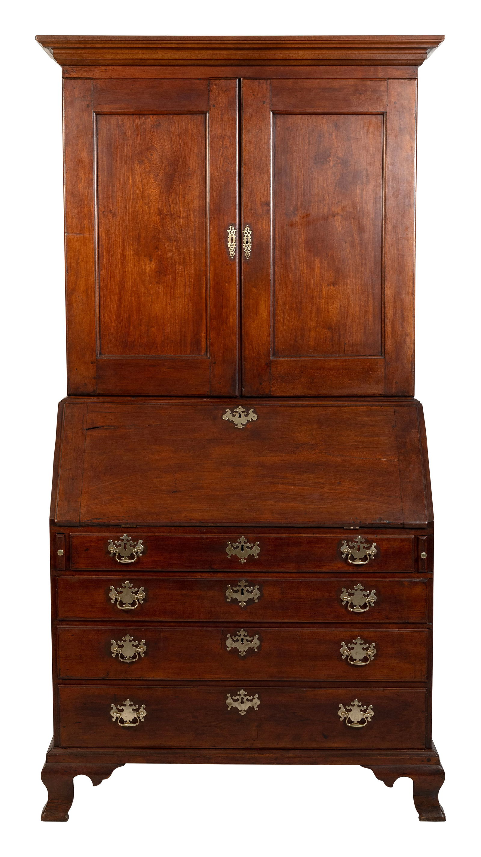 CHIPPENDALE TWO-PART SLANT-LID SECRETARY Circa 1780 Height 82.75". Width 39.75". Depth 21.25". (1 of 5)