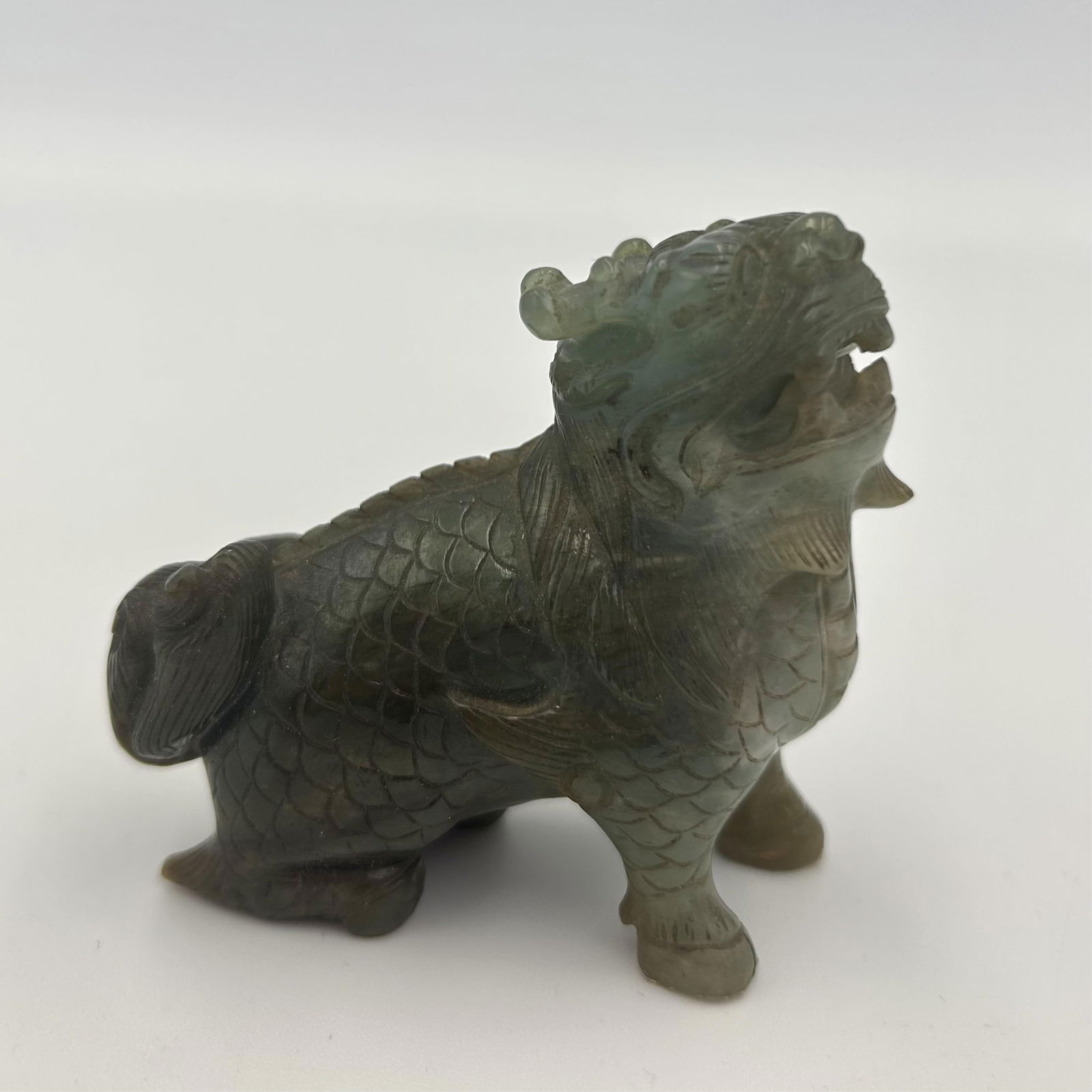 CHINESE GREEN JADE FU DOG 20th Century Height 2.5". Width 2.75". (1 of 4)